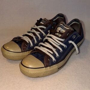 Converse Blue And Brown Double Upper Sneakers Women’s Size 8
